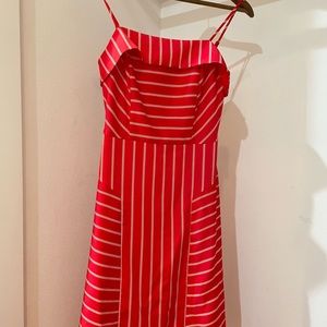Red dress with white stripes. Perfect for Spring and Summer.